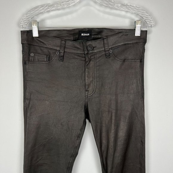 Hudson Womens Juliette Super Skinny Black Lamb Leather Jeans ALTERED size 30 - Picture 3 of 12